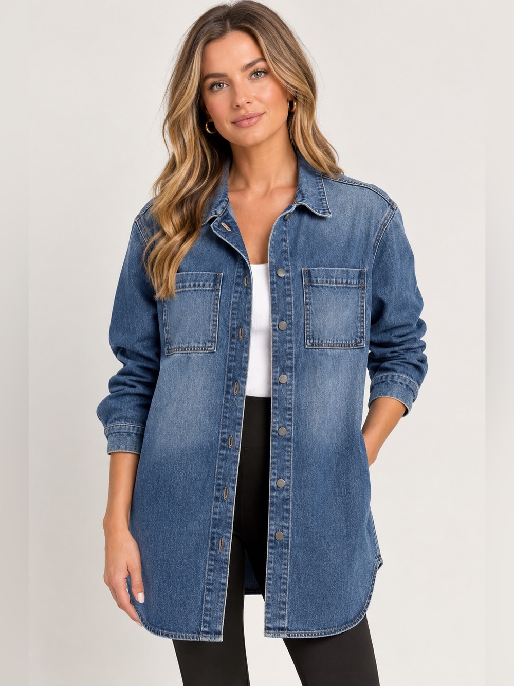 NWT Evereve Vic Denim Shacket